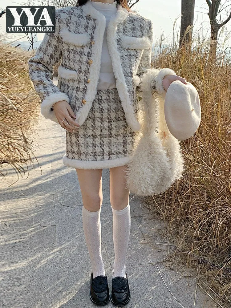 Winter Women Thick Warm Padded Two Piece Set Slim Fit Sweet Ladies Fluffy Vintage Plaid Jacket Mini Skirt Outfits Matching Set
Winter Women Thick Warm Padded Two Piece Set Slim Fit Sweet Ladies Fluffy Vintage Plaid Jacket Mini Skirt Outfits Matching Set