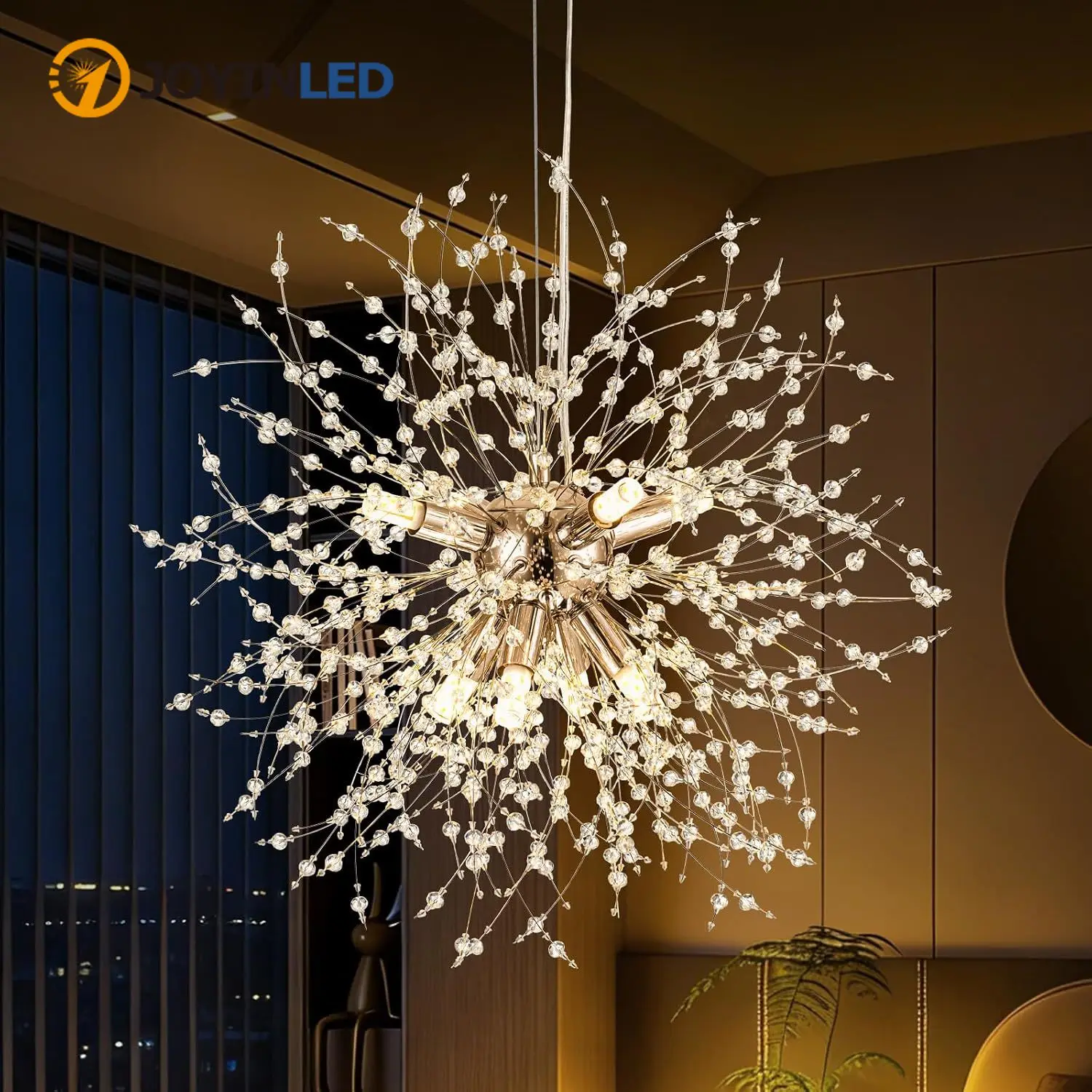 JOYINLED Gold Crystal Pendant Lamp 8-Light Modern Firework Chandelier Dandelion Light Fixture Bedroom Ceiling Hanging Lighting
JOYINLED Gold Crystal Pendant Lamp 8-Light Modern Firework Chandelier Dandelion Light Fixture Bedroom Ceiling Hanging Lighting