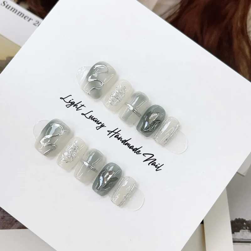 10pcs Handmade Nail Tips Grey Stick-on Nails with Design Short Press on Nails for Gluing Ready False Nails Woman Self-nail 2025
10pcs Handmade Nail Tips Grey Stick-on Nails with Design Short Press on Nails for Gluing Ready False Nails Woman Self-nail 2025