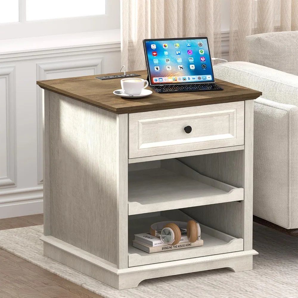 24" Large End Table with Charging Station, Sofa Side Table with Drawers, Square Storage Table with 2 Open Mind Drawers
24" Large End Table with Charging Station, Sofa Side Table with Drawers, Square Storage Table with 2 Open Mind Drawers
