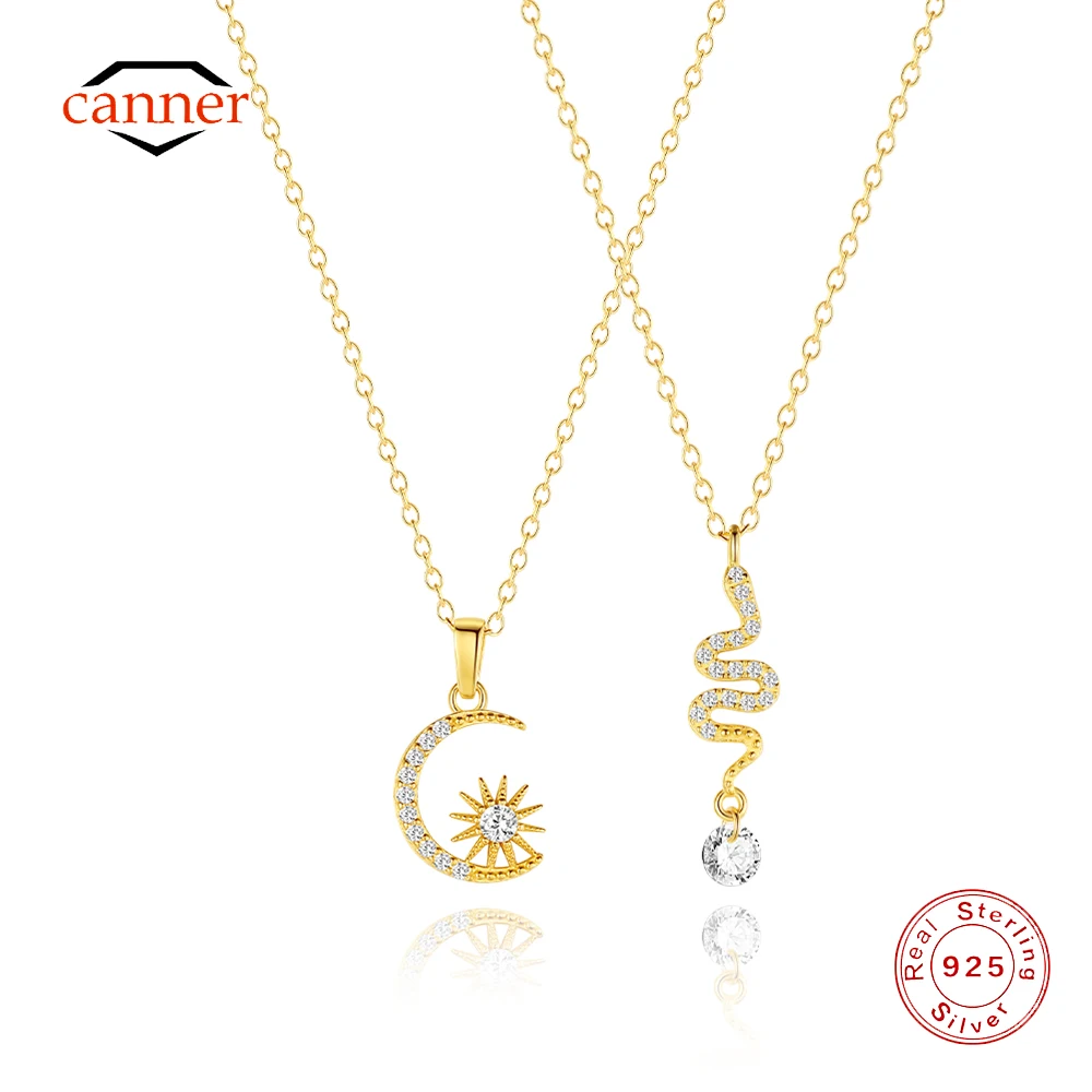 CANNER 925 Sterling Silver Star Moon Geometric Necklace For Women Ins 18K Gold Plated Serpentine Zircon Necklace Party Gift
CANNER 925 Sterling Silver Star Moon Geometric Necklace For Women Ins 18K Gold Plated Serpentine Zircon Necklace Party Gift