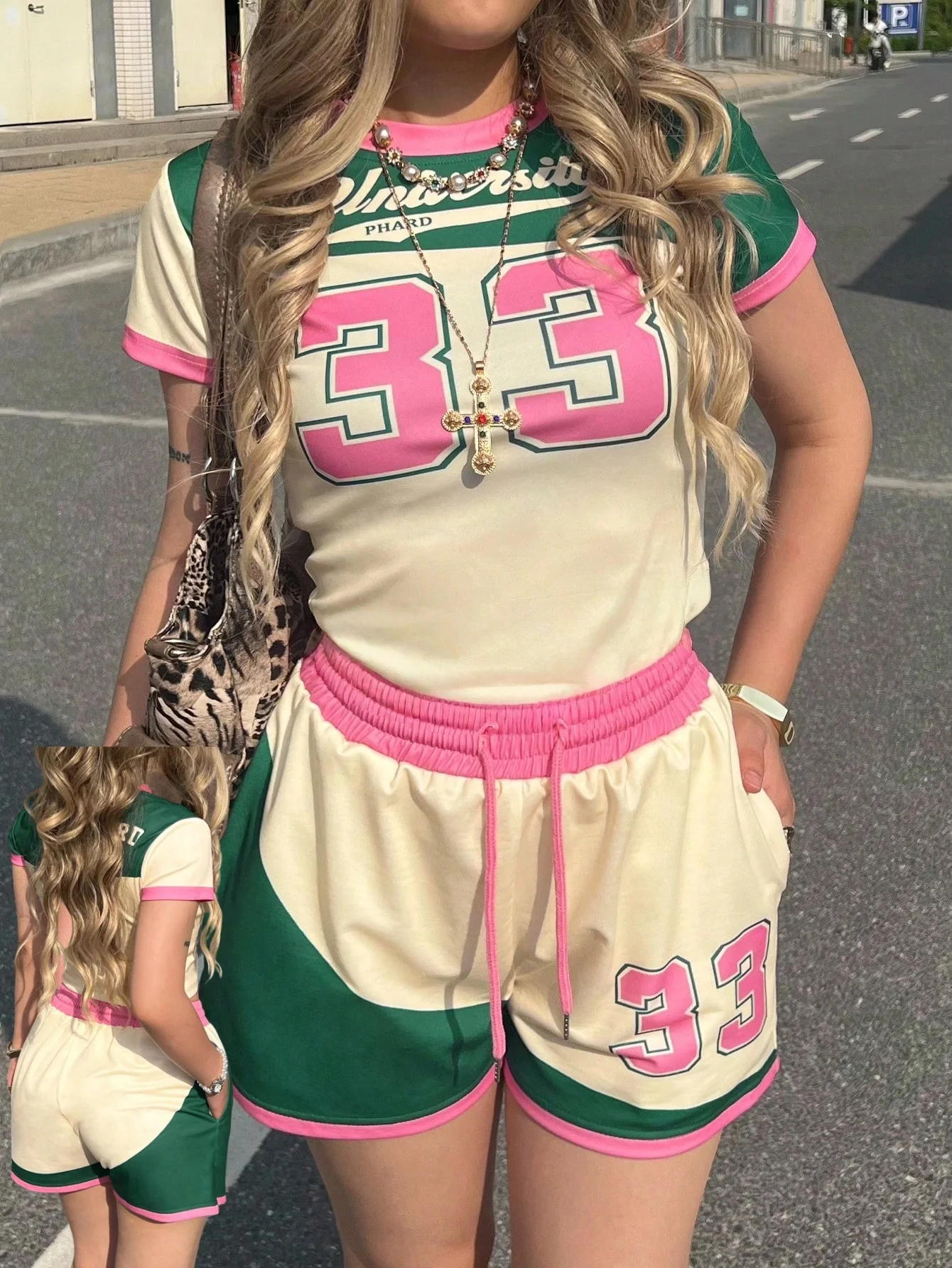 Новый летний комплект футболок American Street Trend Spicy Girl Ins Style 33, комплект футболок из джерси, повседневный женский топ большого размера для взрослых, шорты
Новый летний комплект футболок American Street Trend Spicy Girl Ins Style 33, комплект футболок из джерси, повседневный женский топ большого размера для взрослых, шорты