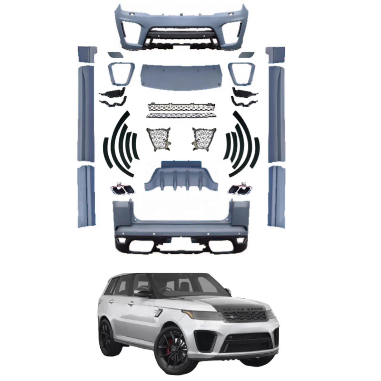 Upgrade To SVR Style for Range Rover Sport 2018-2022 with Bumper BBQ Side Skirt
Upgrade To SVR Style for Range Rover Sport 2018-2022 with Bumper BBQ Side Skirt