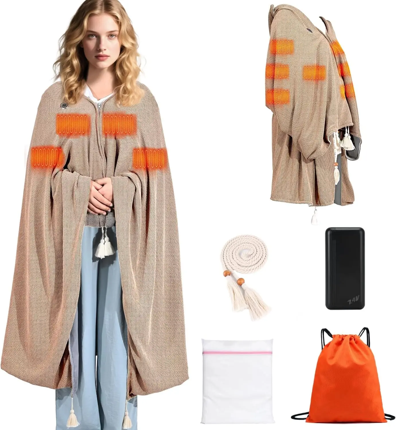 71" x 43" Wearable Heated Blanket with 20,000mAh Power Bank, 3 Heat Levels, Machine Washable
71" x 43" Wearable Heated Blanket with 20,000mAh Power Bank, 3 Heat Levels, Machine Washable