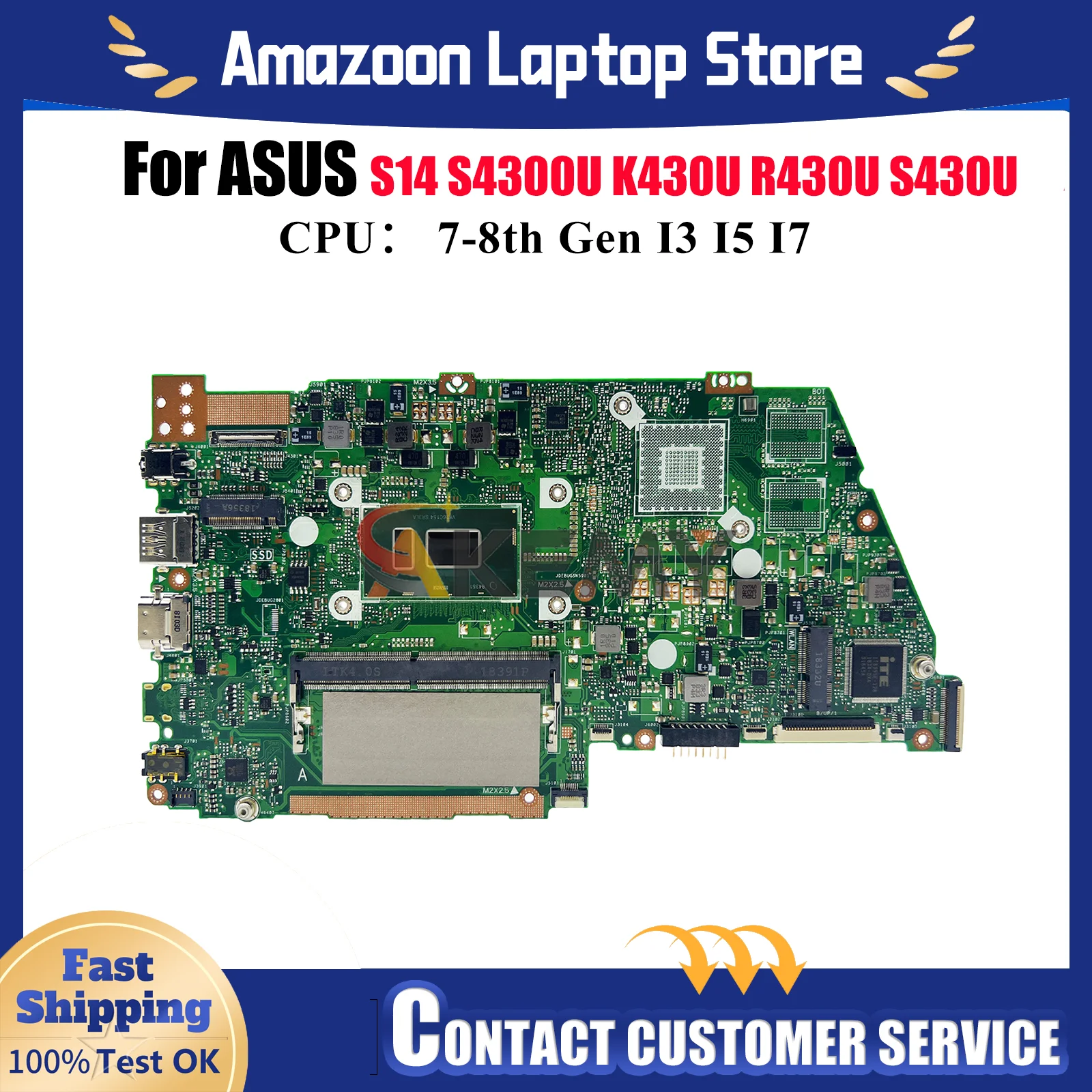 X430UN Laptop Motherboard For ASUS VivoBook K430U S14 X430UN V430U S430U X430U X430UA R430U S4300U Mainboard With I3 I5 I7 CPU
X430UN Laptop Motherboard For ASUS VivoBook K430U S14 X430UN V430U S430U X430U X430UA R430U S4300U Mainboard With I3 I5 I7 CPU