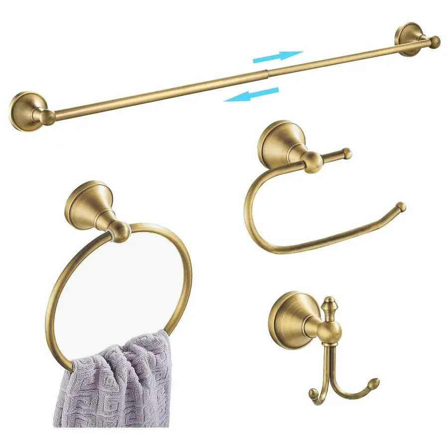 Brass Bathroom Accessories Set, Antique Adjustable Towel Bar Sets, Bath Hardwares Fixture Set Vintage Brushed Brass Wall Mounte
Brass Bathroom Accessories Set, Antique Adjustable Towel Bar Sets, Bath Hardwares Fixture Set Vintage Brushed Brass Wall Mounte