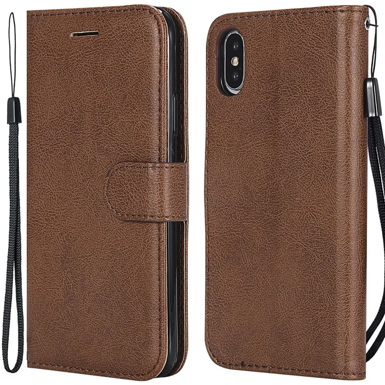 For iPhone X / XS 5.8 inch Case Solid Color Leather Mobile Cover Wallet Stand with Strap - Brown
For iPhone X / XS 5.8 inch Case Solid Color Leather Mobile Cover Wallet Stand with Strap - Brown