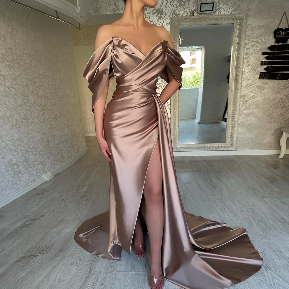 Mignon Satin Off-the-shoulder Neckline Prom Gown Mermaid Floor-length Ruffle Formal Elegant Party Evening Dress for Women 2023
Mignon Satin Off-the-shoulder Neckline Prom Gown Mermaid Floor-length Ruffle Formal Elegant Party Evening Dress for Women 2023