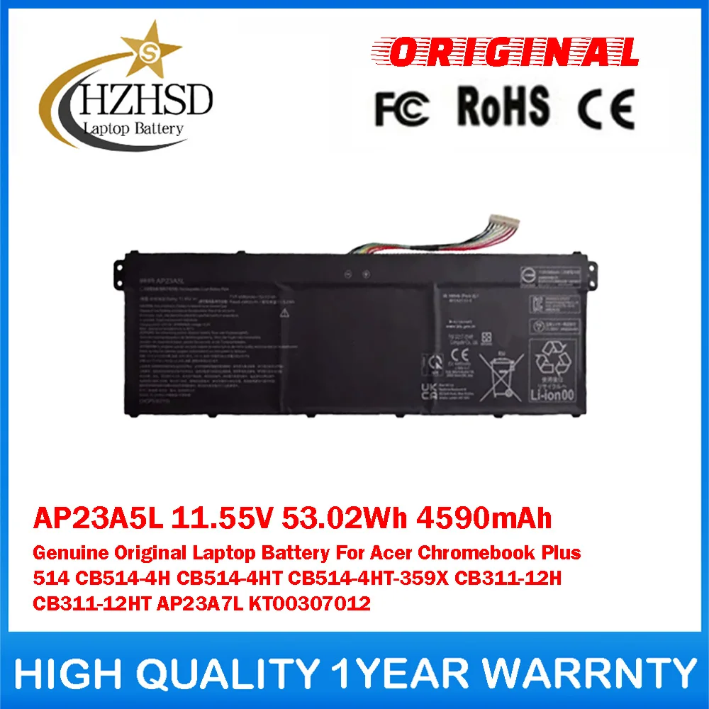 Оригинальная батарея для ноутбука Acer AP23A5L 11.55V 53.02Wh 4590mAh, совместима с AP23A7L, AP23A8L Chromebook Plus 514 CB514-4H CB514-4HT
Оригинальная батарея для ноутбука Acer AP23A5L 11.55V 53.02Wh 4590mAh, совместима с AP23A7L, AP23A8L Chromebook Plus 514 CB514-4H CB514-4HT