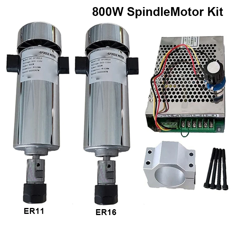 Air cooled 0.8kw DC110V 20000RPM CNC spindleMotor Kit / chuck 800W Spindle Motor + Power Supply speed governor +52MM Clamp
Air cooled 0.8kw DC110V 20000RPM CNC spindleMotor Kit / chuck 800W Spindle Motor + Power Supply speed governor +52MM Clamp