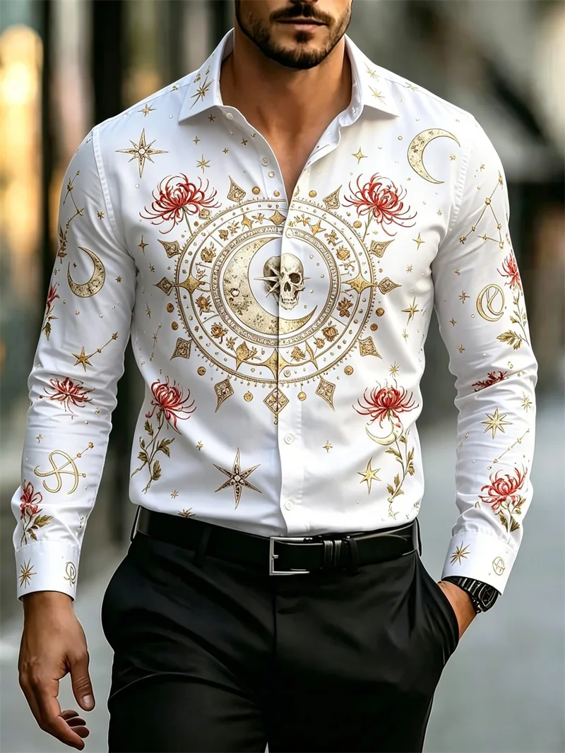 New retro cashew flower geometric print men's long sleeved shirt with red and white gradient business casual shirt
New retro cashew flower geometric print men's long sleeved shirt with red and white gradient business casual shirt