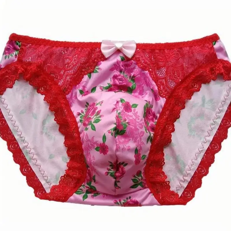 Red Lace Floral Print Man's Briefs Sissy Cross-dressing Bow Low-waisted Convex Pouch Panties Private Party BF Gifts lingerie
Red Lace Floral Print Man's Briefs Sissy Cross-dressing Bow Low-waisted Convex Pouch Panties Private Party BF Gifts lingerie
