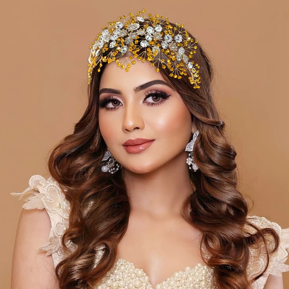 DZ270 Golden Yellow Bridal Headband Vintage Colorful Crytsal Rhinestone Hairbands Baroque Headbands For Women Bride Halloween
DZ270 Golden Yellow Bridal Headband Vintage Colorful Crytsal Rhinestone Hairbands Baroque Headbands For Women Bride Halloween
