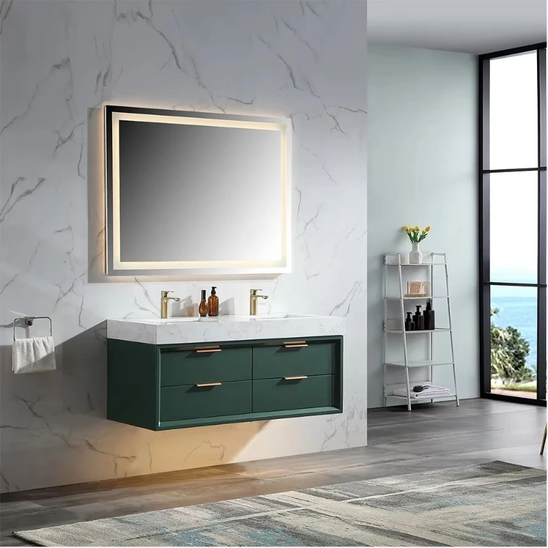 Green Bevel Floating Bathroom Washstand Rubber Wood Frame 12mm Sinter Stone Double Sinks, US Local Stock
Green Bevel Floating Bathroom Washstand Rubber Wood Frame 12mm Sinter Stone Double Sinks, US Local Stock