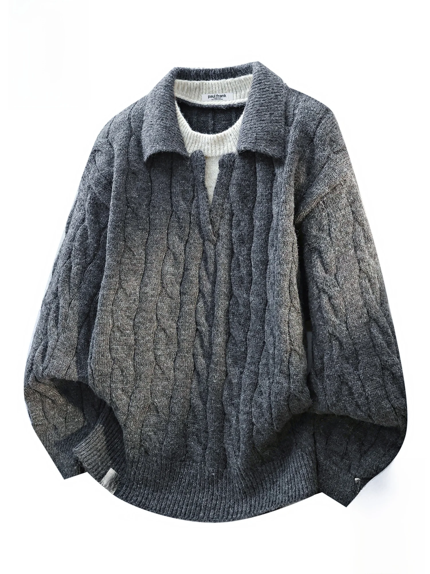 Мужской модный свободный вязаный свитер Paul Frank с отложным воротником и дизайном в виде обезьяны с большим ртом для осени
Мужской модный свободный вязаный свитер Paul Frank с отложным воротником и дизайном в виде обезьяны с большим ртом для осени