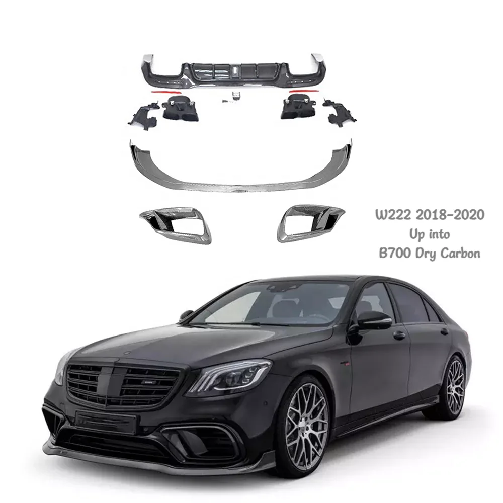 For S Class W222 B700 Style Dry Carbon Fiber Exterior Kit Front Bumper Lip Fog Light Cover Rear Diffuser Exhaust Tip
For S Class W222 B700 Style Dry Carbon Fiber Exterior Kit Front Bumper Lip Fog Light Cover Rear Diffuser Exhaust Tip