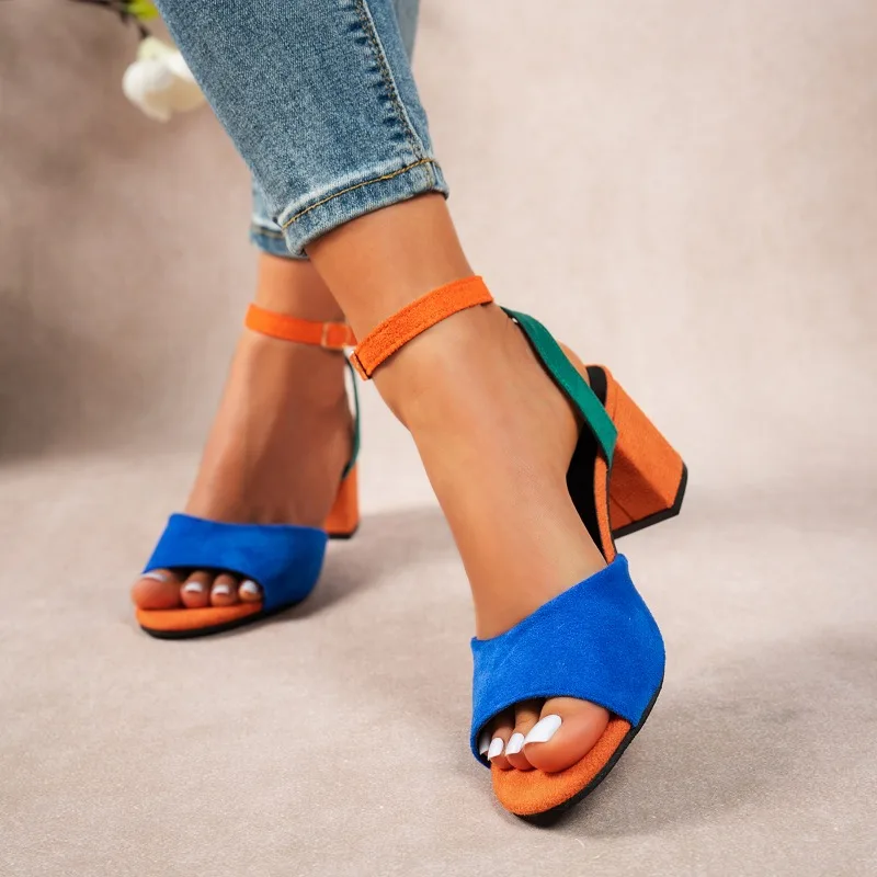 European and American colored lace up plus size women's high-heeled shoes 2025 new style flat toe thick heel women's sandals
European and American colored lace up plus size women's high-heeled shoes 2025 new style flat toe thick heel women's sandals