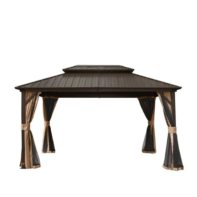 Brown Hardtop Gazebo with Double Roof, Curtains, and Netting for Outdoor Events, Patio, Backyard Use
Brown Hardtop Gazebo with Double Roof, Curtains, and Netting for Outdoor Events, Patio, Backyard Use
