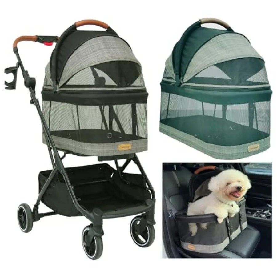 ROODO 2026 Upgraded Version 3-in-1 Dog Cat Stroller with Detachable Carrier Folding Lightweight Portable Travel Pet Gear All-Te
ROODO 2026 Upgraded Version 3-in-1 Dog Cat Stroller with Detachable Carrier Folding Lightweight Portable Travel Pet Gear All-Te
