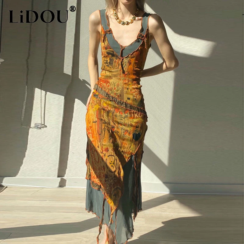 Summer New Vintage Patchwork Print Irregular Slim Tank Dress Women's Sleeveless Casual Fashion Robe Dresses Vestidos De Fiesta
Summer New Vintage Patchwork Print Irregular Slim Tank Dress Women's Sleeveless Casual Fashion Robe Dresses Vestidos De Fiesta