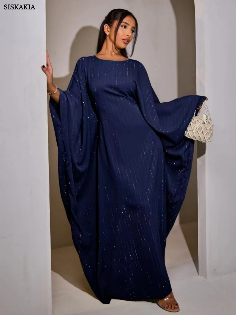 Siskakia New Dubai Batwing Sleeve Maxi Abayas Muslim Gold Stamping Abayas Dresses For Women Gala 2025
Siskakia New Dubai Batwing Sleeve Maxi Abayas Muslim Gold Stamping Abayas Dresses For Women Gala 2025