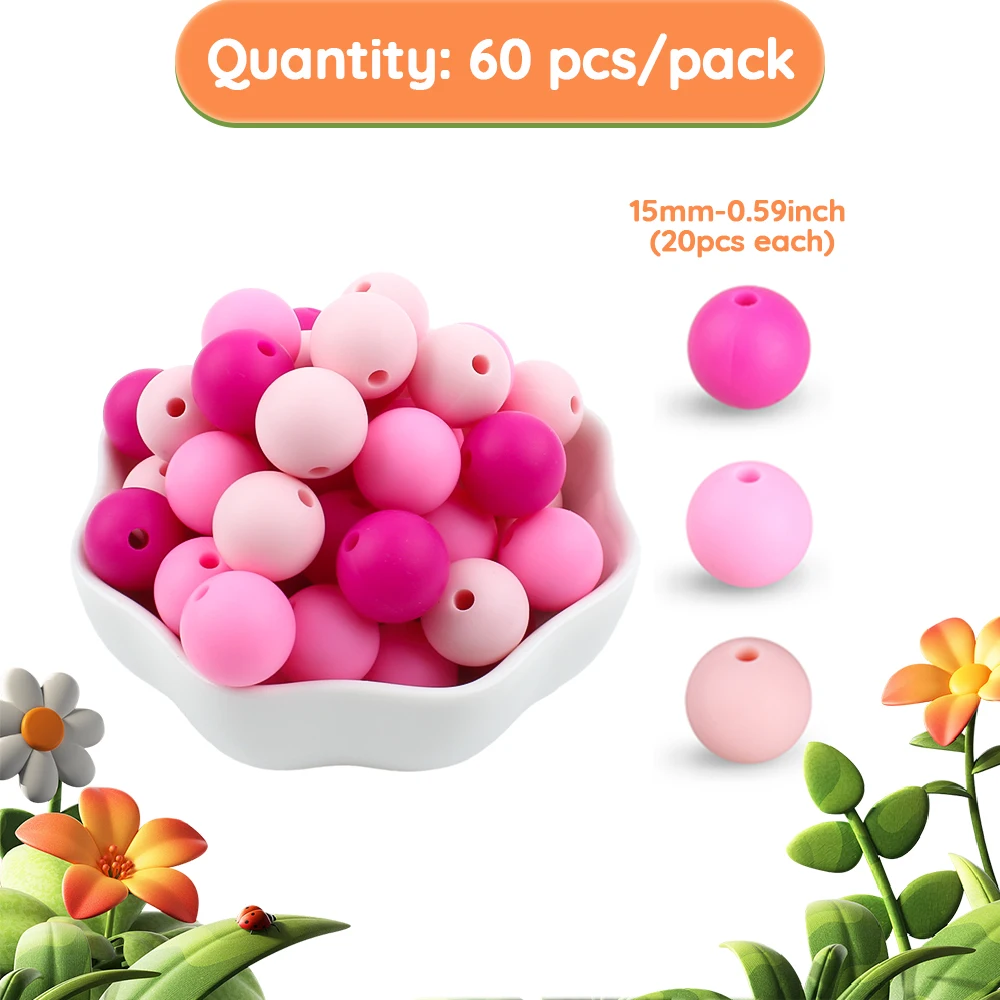 60Pcs/Pack 15MM Silicone Beads Baby Round Focal Beads Set DIY Pacifier Chain Clips keychain Pencils Necklaces Accessories
60Pcs/Pack 15MM Silicone Beads Baby Round Focal Beads Set DIY Pacifier Chain Clips keychain Pencils Necklaces Accessories