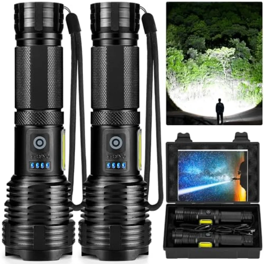 Flashlight LED Rechargeable Flashlights High Lumens, 99, 000 LM Super Bright Powerful Flashlight, High Powered Flash Lights Wat
Flashlight LED Rechargeable Flashlights High Lumens, 99, 000 LM Super Bright Powerful Flashlight, High Powered Flash Lights Wat