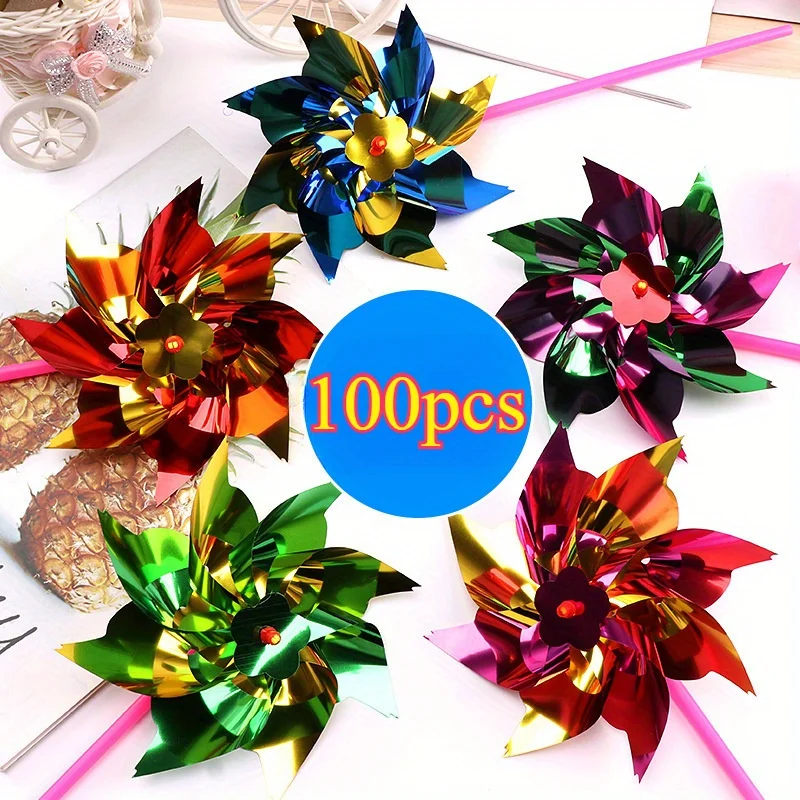100pcs Colorful Plastic Wind Spinners with Laser Sequins - DIY Assembly Garden Decor for Yard, Fence, Railing, Tree
100pcs Colorful Plastic Wind Spinners with Laser Sequins - DIY Assembly Garden Decor for Yard, Fence, Railing, Tree