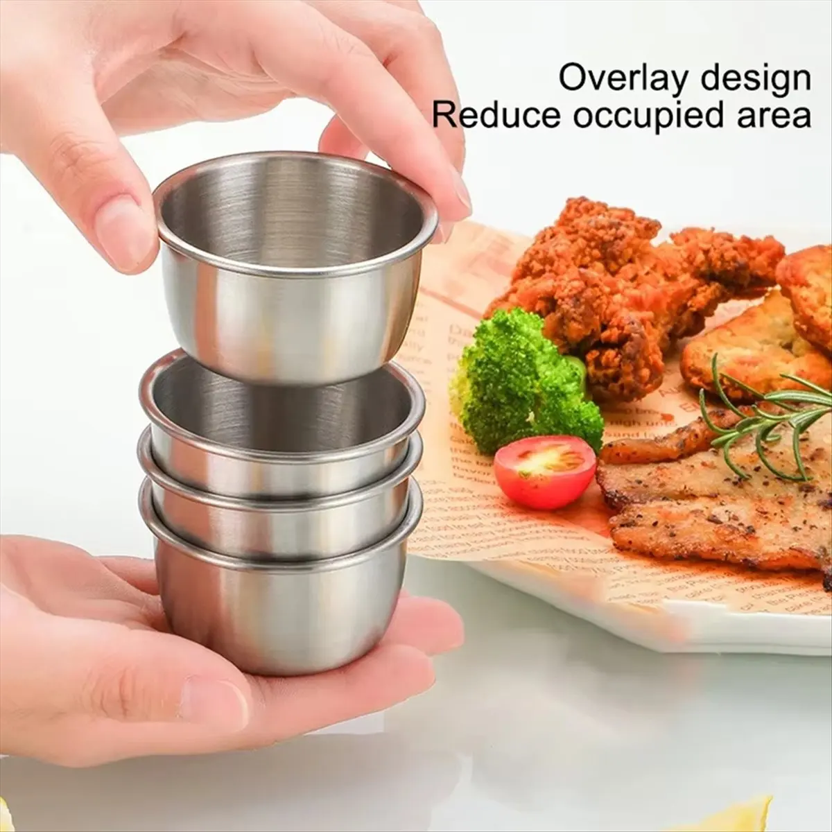 LUCK 12 Pcs Stainless Steel Sauce Dipping Bowls Set, 45ml Mini Reusable Seasoning Cups for Condiments, Snacks, Appetizers
LUCK 12 Pcs Stainless Steel Sauce Dipping Bowls Set, 45ml Mini Reusable Seasoning Cups for Condiments, Snacks, Appetizers