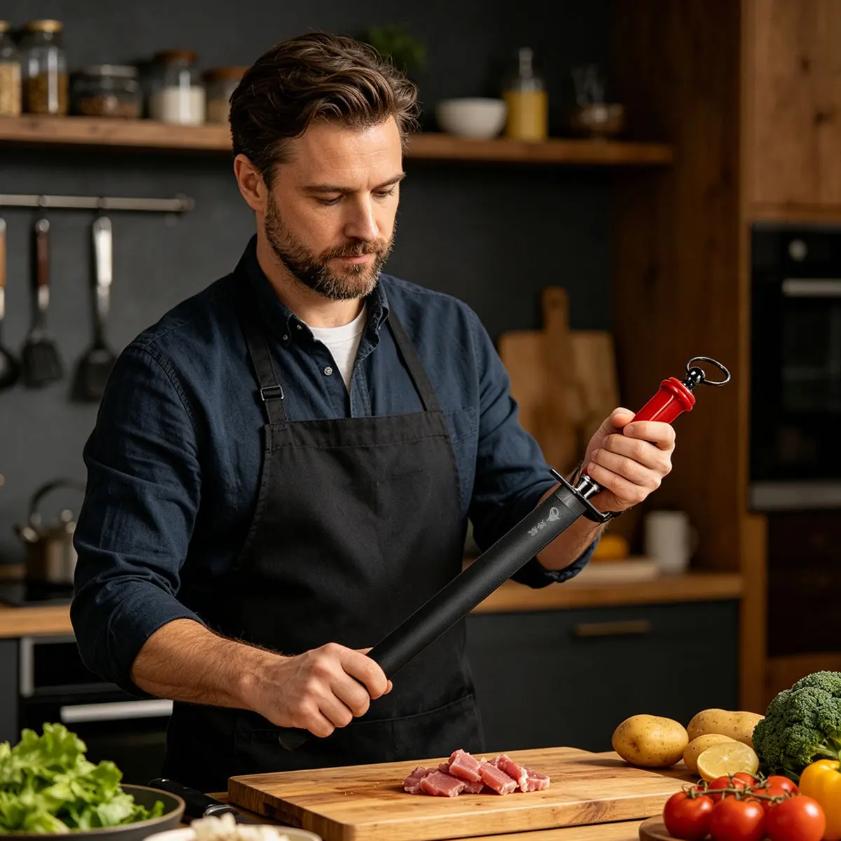 Professional Chef Blade Sharpener Rod Diamond Sharpening Stick Honing Steel For Kitchen Blade Stainless Steel Blade
Professional Chef Blade Sharpener Rod Diamond Sharpening Stick Honing Steel For Kitchen Blade Stainless Steel Blade