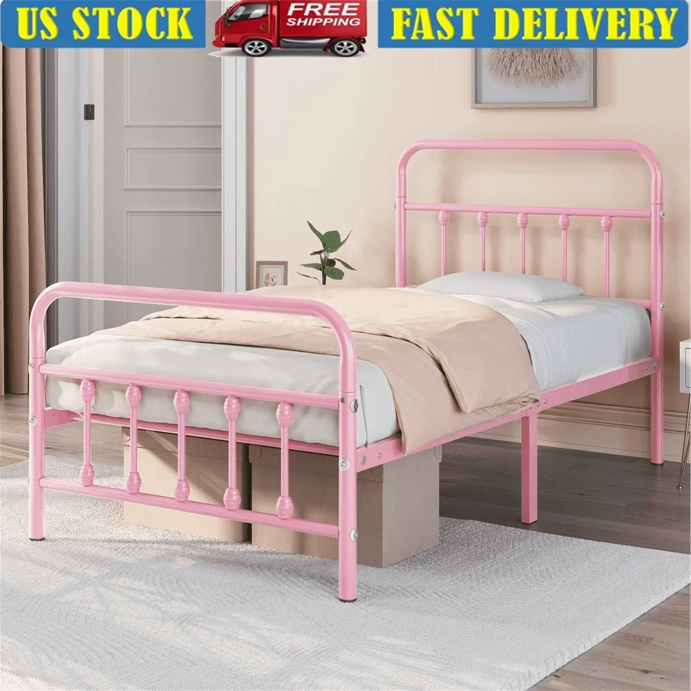 Metal Twin Bed Frame High Headboard Vintage Style Under Bed Storage Powder Coated Iron Platform Bed Bedroom Dorm Guest Room
Metal Twin Bed Frame High Headboard Vintage Style Under Bed Storage Powder Coated Iron Platform Bed Bedroom Dorm Guest Room