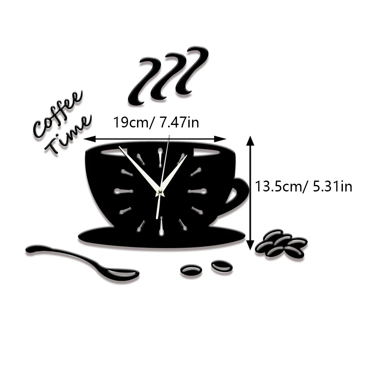 3D DIY Acrylic Wall Clock Modern Kitchen Home Decor Coffee Cup Shape Wall Sticker Hollow Numeral Clock (Black)
3D DIY Acrylic Wall Clock Modern Kitchen Home Decor Coffee Cup Shape Wall Sticker Hollow Numeral Clock (Black)