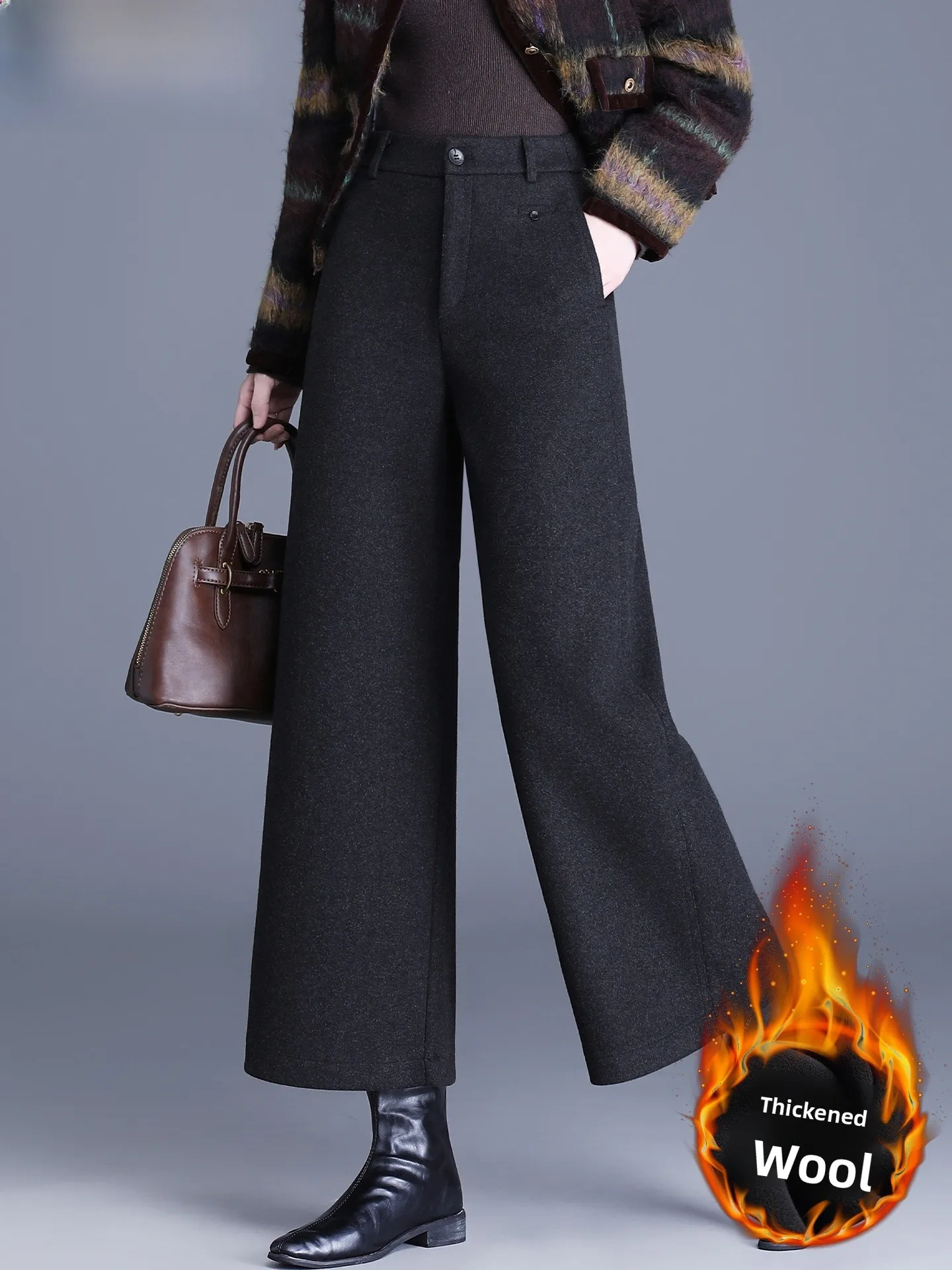 Thiened Woolen Wide Leg Pants High Waist Elastic Waist Casual Trousers for Middle-Aged Women Autumn Winter Faion plus Size
Thiened Woolen Wide Leg Pants High Waist Elastic Waist Casual Trousers for Middle-Aged Women Autumn Winter Faion plus Size