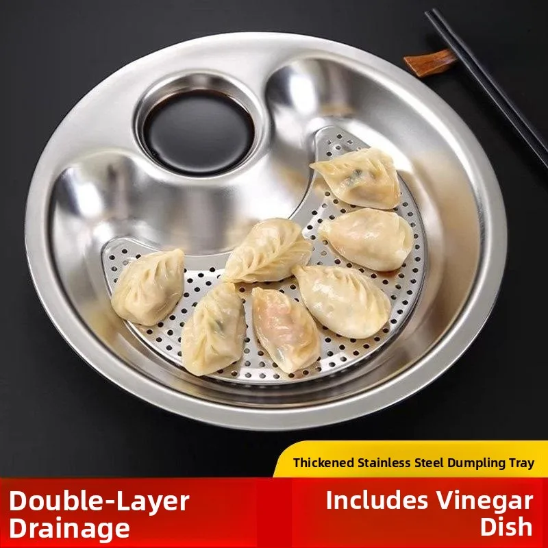 Thickened Stainless Steel Dumpling Plate with Vinegar Dish Double Layer Draining Steam Pan High End Tray round Shape Dishwash...
Thickened Stainless Steel Dumpling Plate with Vinegar Dish Double Layer Draining Steam Pan High End Tray round Shape Dishwash...