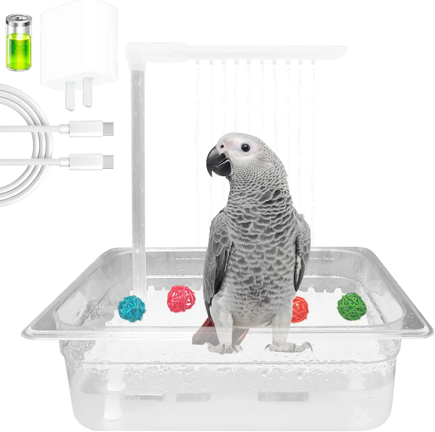 Parrot Bathtub Bird Automatic Bath Shower with 180 ° Circulating Faucet Contains USB and Power Plug for Medium Birds African Gre
Parrot Bathtub Bird Automatic Bath Shower with 180 ° Circulating Faucet Contains USB and Power Plug for Medium Birds African Gre