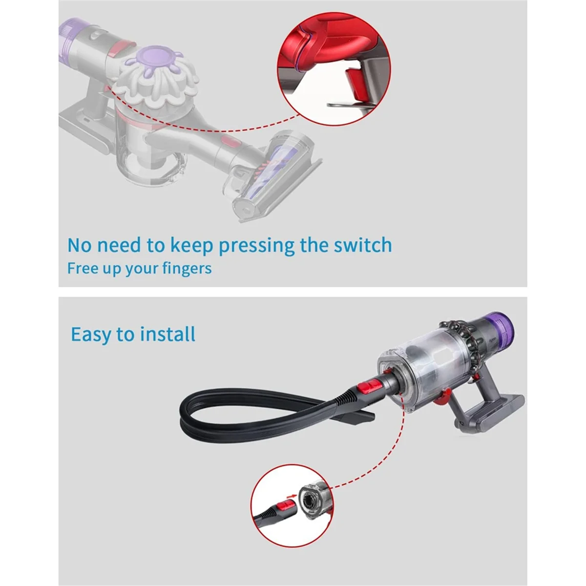 RATE-eReplacement Hose Connector for Dyson V15 V11 V10 V8 V7 Vacuum Cleaner with Flexible Nozzle, Extension Hose Switch
RATE-eReplacement Hose Connector for Dyson V15 V11 V10 V8 V7 Vacuum Cleaner with Flexible Nozzle, Extension Hose Switch