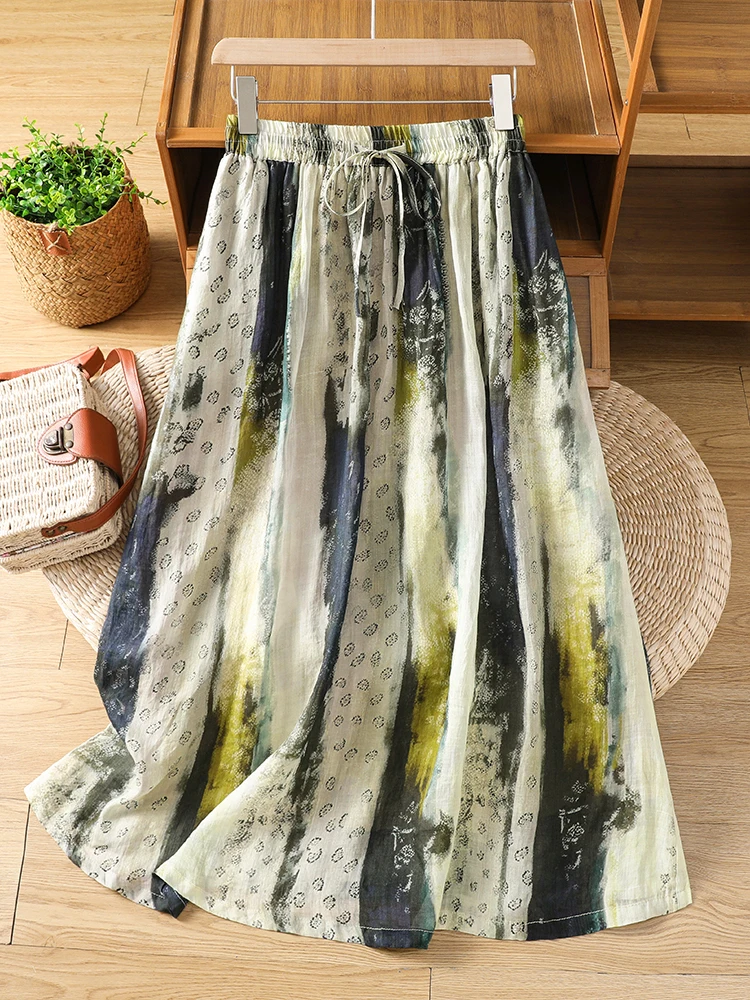 Elegant Gradient Horizontal Texture Print A-Line Skirt Women's Mid-Length Retro Linen Half Skirt Summer New Arrival
Elegant Gradient Horizontal Texture Print A-Line Skirt Women's Mid-Length Retro Linen Half Skirt Summer New Arrival