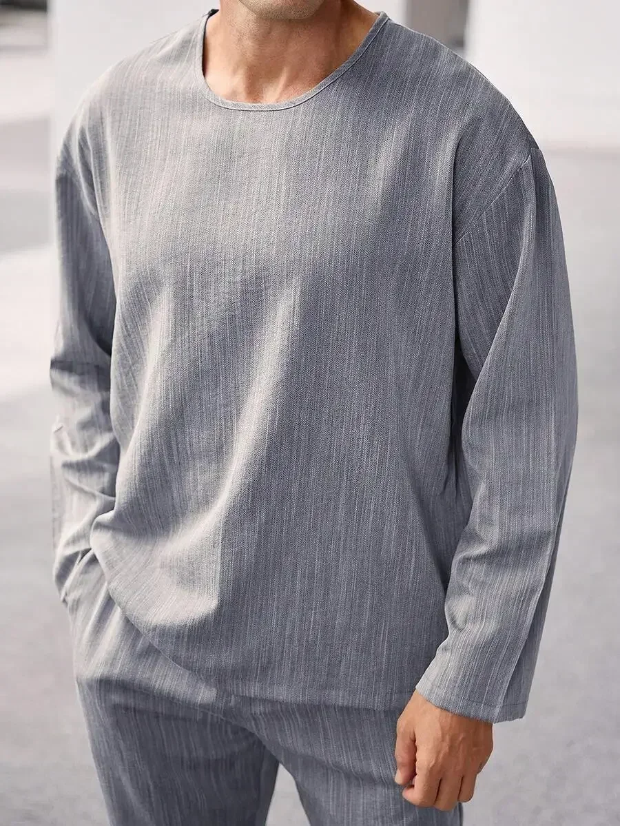 Mens Casual Grey Textured Long Sleeve T-Shirt And Pants Two Piece Set Autumn
Mens Casual Grey Textured Long Sleeve T-Shirt And Pants Two Piece Set Autumn