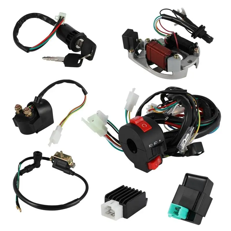 AC54-Full Wiring Harness Coil Regulator CDI Solenoid Relay Spark Plug For 4 Stroke ATV 50Cc 70Cc 90Cc 110Cc 125Cc Dirt Bike
AC54-Full Wiring Harness Coil Regulator CDI Solenoid Relay Spark Plug For 4 Stroke ATV 50Cc 70Cc 90Cc 110Cc 125Cc Dirt Bike
