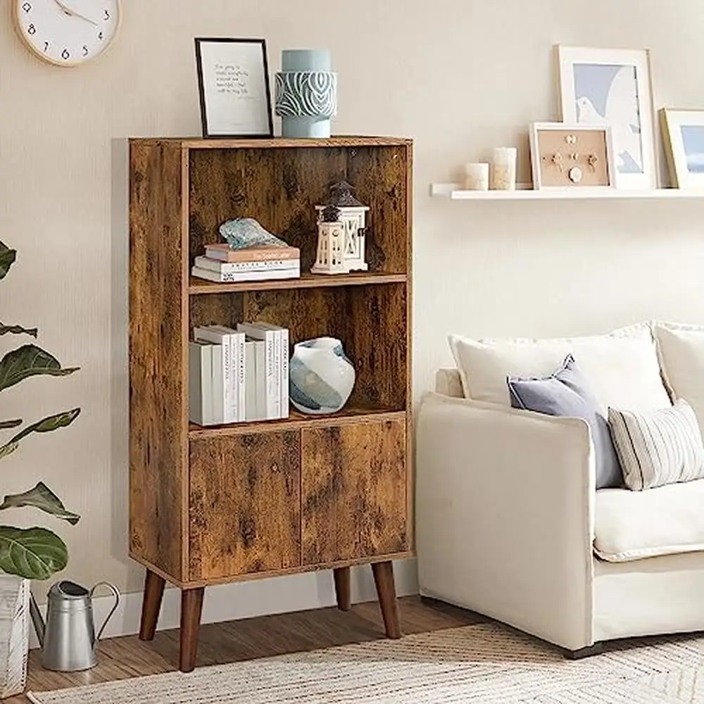 3-Tier Wood Bookshelf with Door Storage Cabinet Mid-Century Elegant Rustic Brown Sturdy Design Anti-Tipping Safety Hardware
3-Tier Wood Bookshelf with Door Storage Cabinet Mid-Century Elegant Rustic Brown Sturdy Design Anti-Tipping Safety Hardware