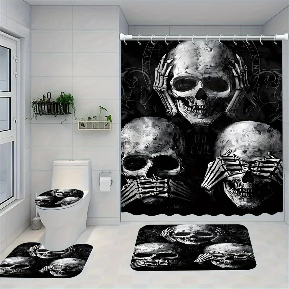 4pcs Black and White Skull Bathroom Curtains Digital Printing Polyester High Quality Shower Curtains Ring Divider ShowerCurtains
4pcs Black and White Skull Bathroom Curtains Digital Printing Polyester High Quality Shower Curtains Ring Divider ShowerCurtains
