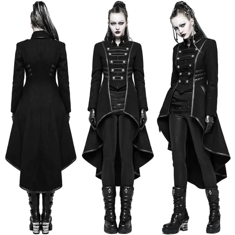 Gothic Military Jacket Tailcoat Women Steampunk Tuxedo Uniform Vintage High Low Hem Trench Swallow Tailcoat Fishtail For Adult
Gothic Military Jacket Tailcoat Women Steampunk Tuxedo Uniform Vintage High Low Hem Trench Swallow Tailcoat Fishtail For Adult