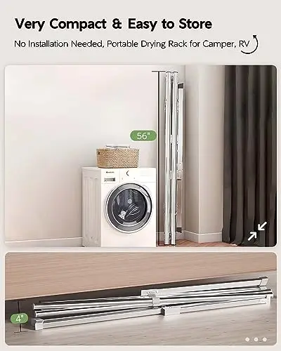 Stainless Steel Collapsible Laundry Drying Rack 79 Inch Portable Indoor Outdoor Garment Rack With 20 Hooks And 12 Clips
Stainless Steel Collapsible Laundry Drying Rack 79 Inch Portable Indoor Outdoor Garment Rack With 20 Hooks And 12 Clips