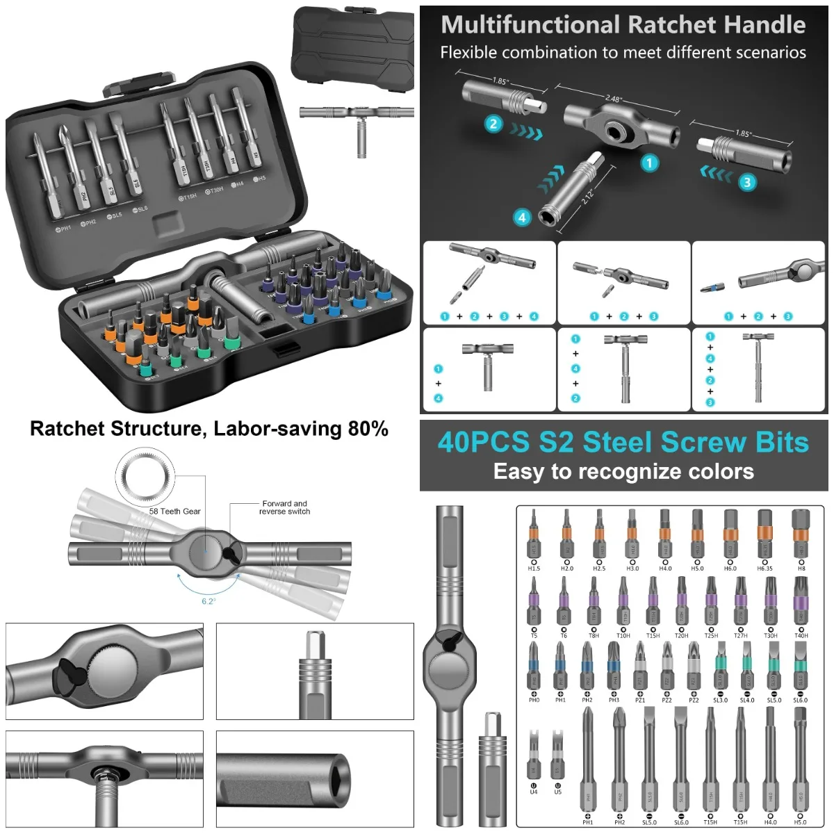 42-in-1 Magnetic Screwdriver Set with Detachable Ratchet Handle, Portable Repair Tool Kit
42-in-1 Magnetic Screwdriver Set with Detachable Ratchet Handle, Portable Repair Tool Kit