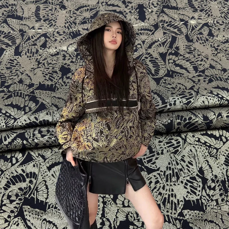 European And American Black and Gold Butterfly Jacquard Yarn-dyed Fabric For Women Dress Coat Jacket Handmade DIY Cloth Sewing
European And American Black and Gold Butterfly Jacquard Yarn-dyed Fabric For Women Dress Coat Jacket Handmade DIY Cloth Sewing