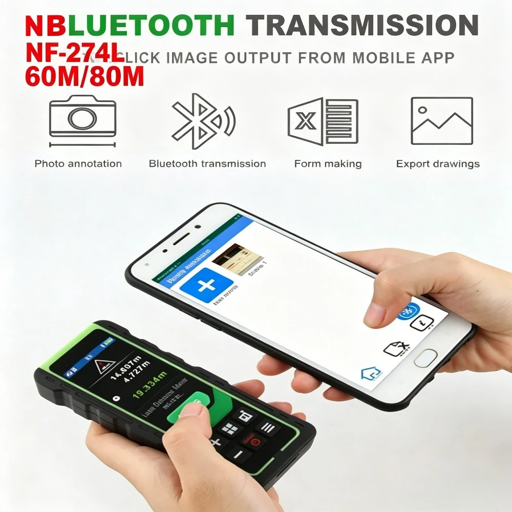 For NOYAFA NF-274L Laser Rangefinder 60/80M High Precision Distance Meter Portable Measuring Tool for Length Area Volume