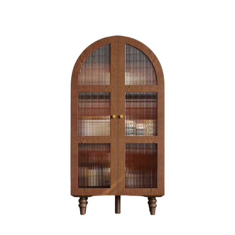 Retro walnut dining side cabinet French glass wine cabinet living room wall storage cabinet
Retro walnut dining side cabinet French glass wine cabinet living room wall storage cabinet