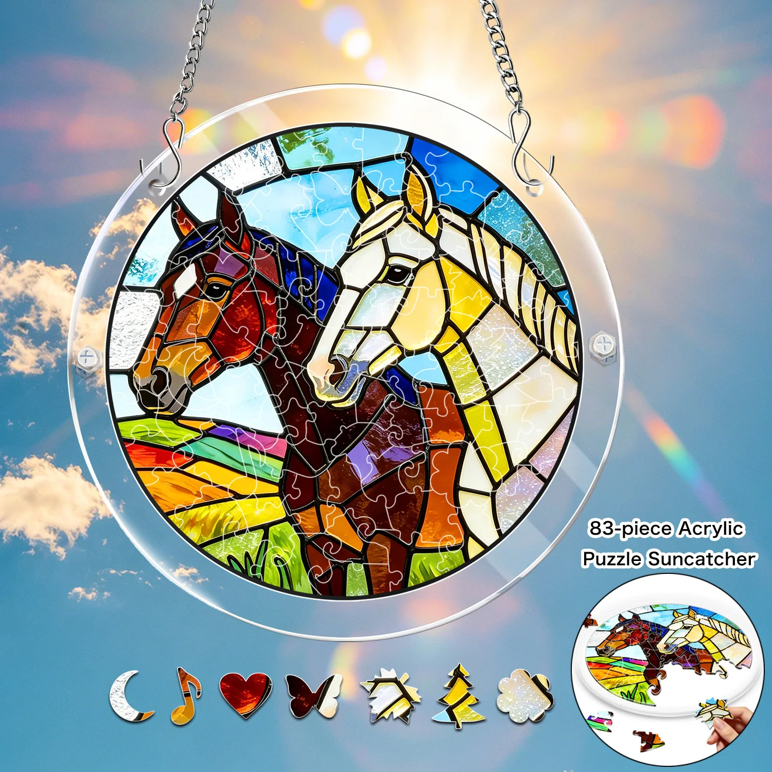 7.4in Colorful acrylic puzzle garden suncatchers window hanging panel, 83 piece puzzle Stained sunlight catcher, Home Ornament
7.4in Colorful acrylic puzzle garden suncatchers window hanging panel, 83 piece puzzle Stained sunlight catcher, Home Ornament