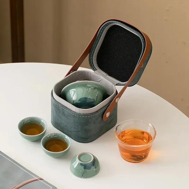 Travel Tea Set Chinese Mutton-fat Jad Travelling Kungfu Tea Set Leather Suitcase Packaging For Self Use Chinese Style Gift
Travel Tea Set Chinese Mutton-fat Jad Travelling Kungfu Tea Set Leather Suitcase Packaging For Self Use Chinese Style Gift