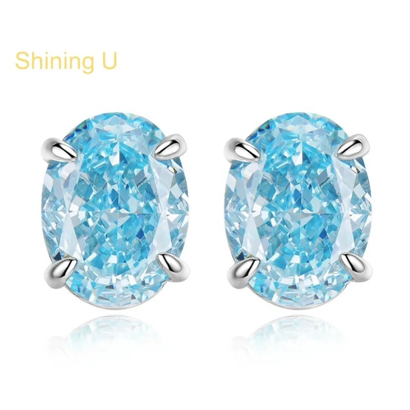 Shining U S925 Silver 6*8mmm Oval Aquamarine Stud Earrings for Women Fine Jewelry Birthday Gift
Shining U S925 Silver 6*8mmm Oval Aquamarine Stud Earrings for Women Fine Jewelry Birthday Gift